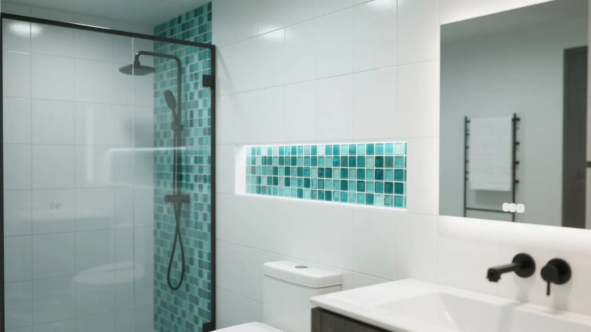 Mosaic Accents in Niches and Half-Height Walls