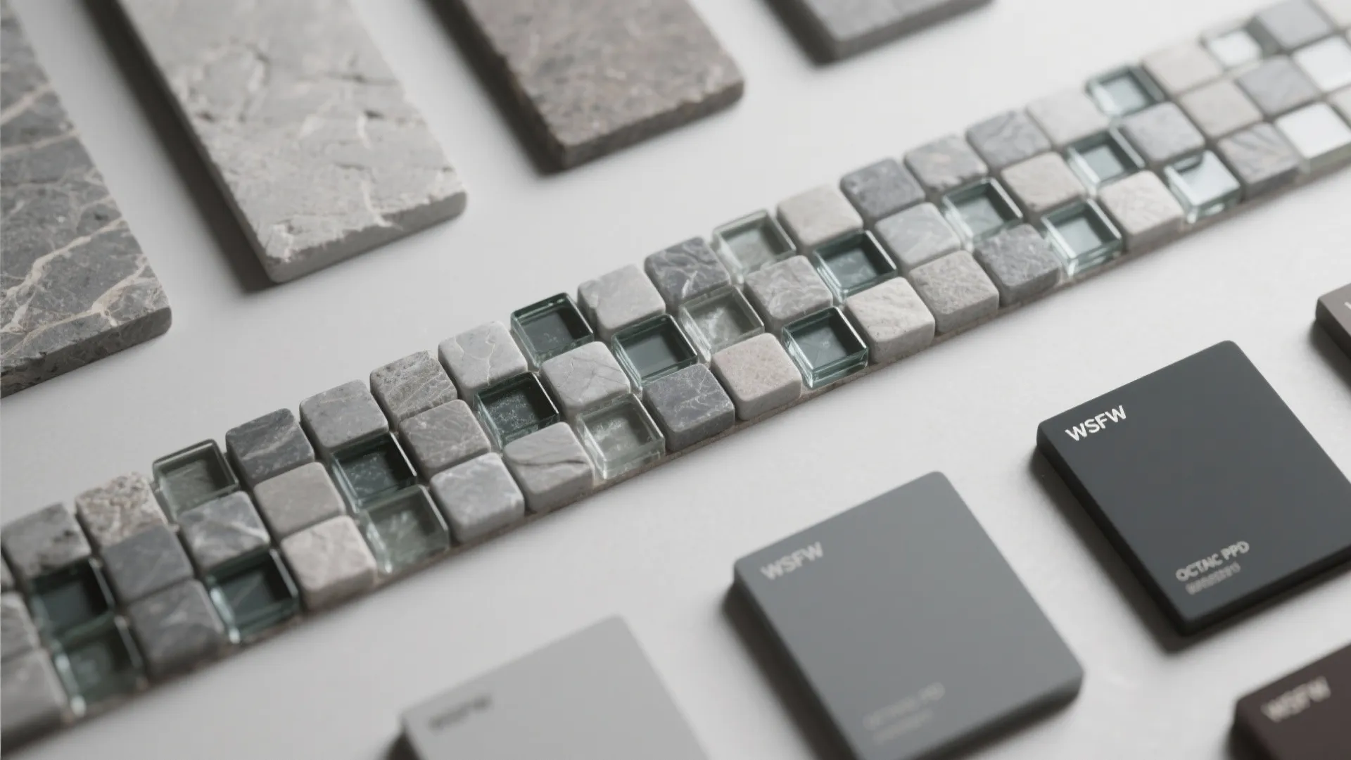 4. Mosaic gray tiles as an accent strip