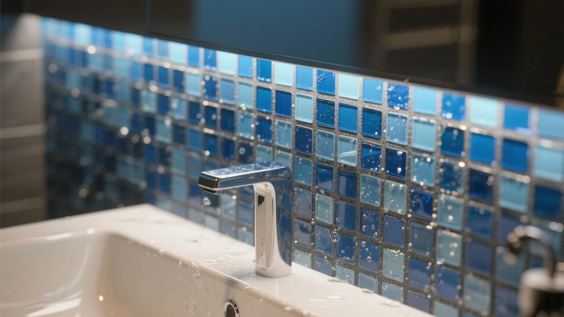 2. Mosaic accent wall behind the vanity