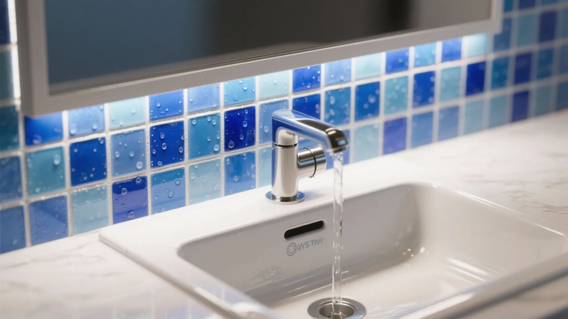 3. Subtle Blue Mosaic Backsplash