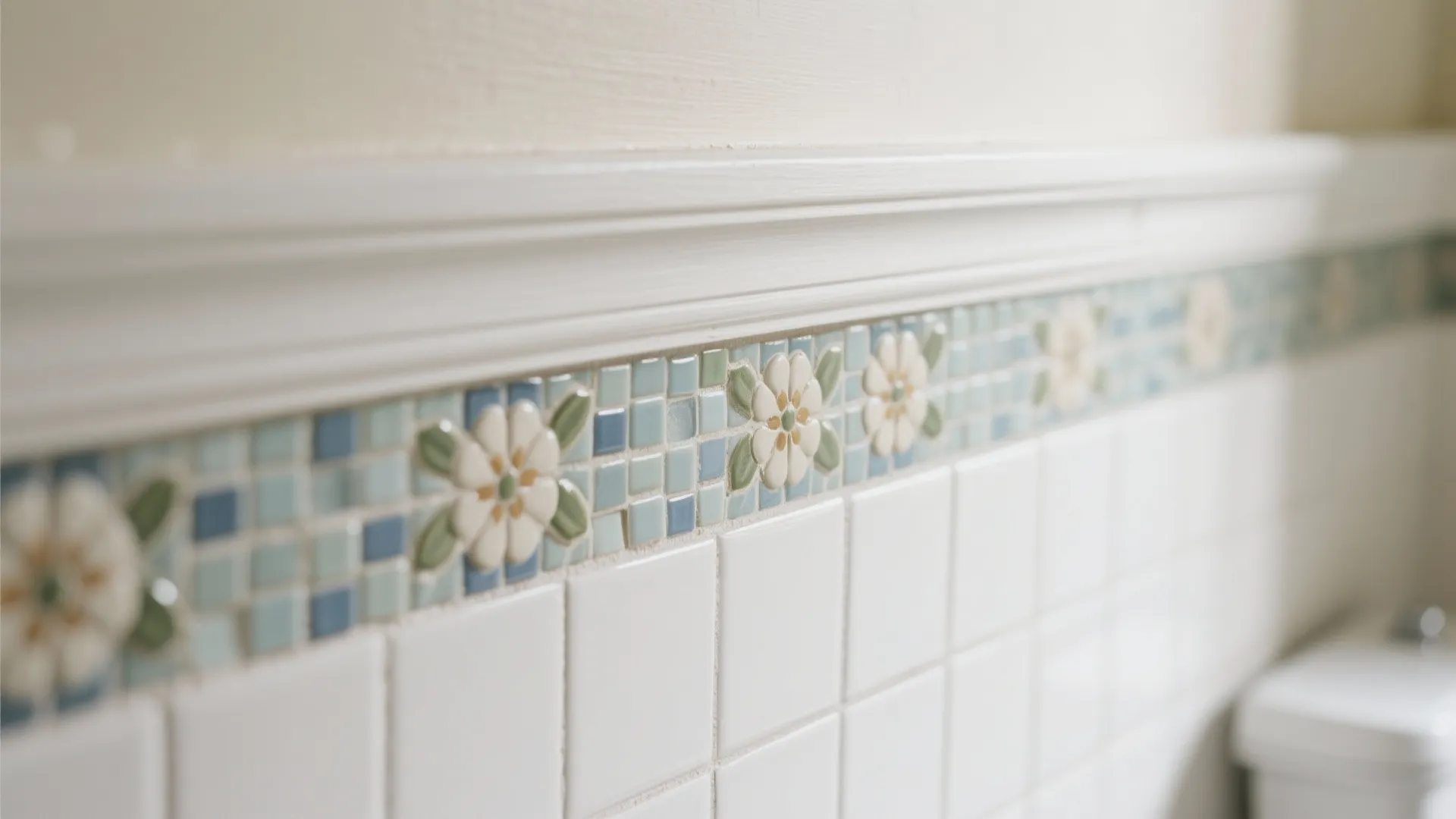 Vintage Floral Mosaic Border and Wainscot