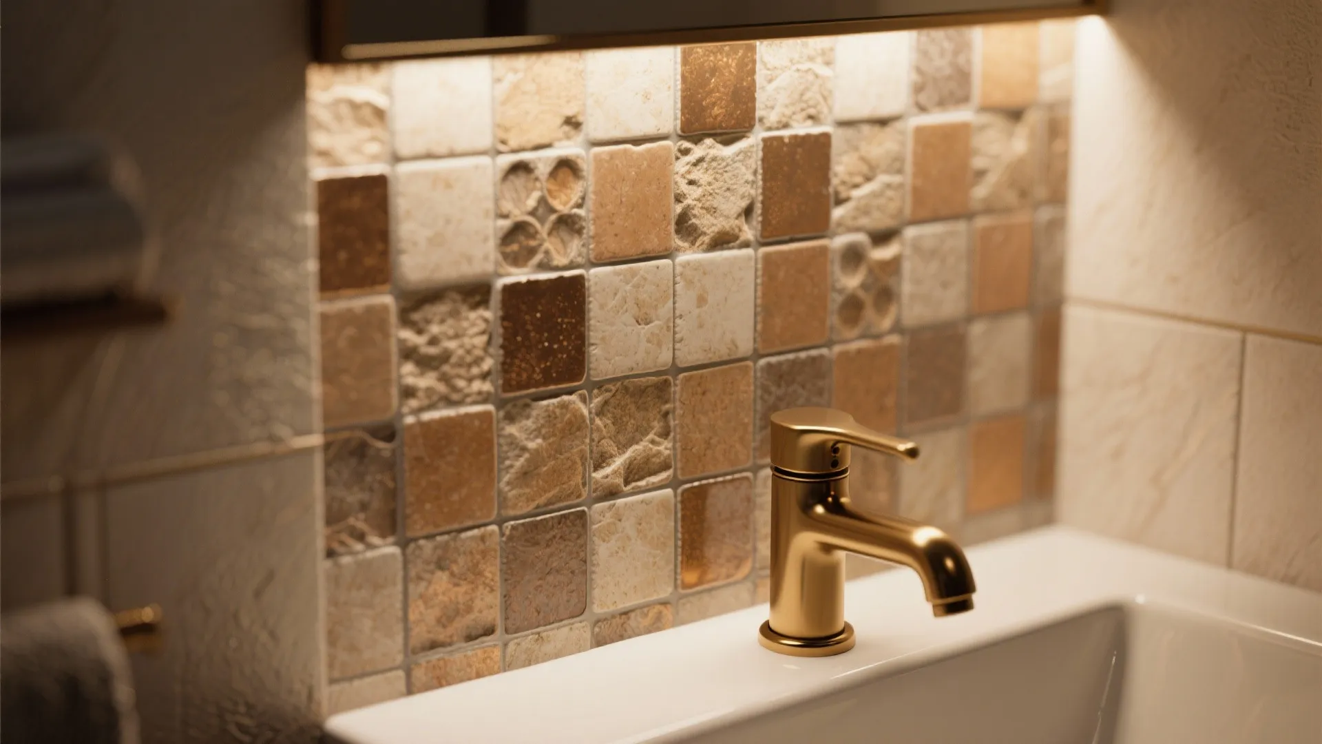 1. Mosaic feature wall with modern fixtures