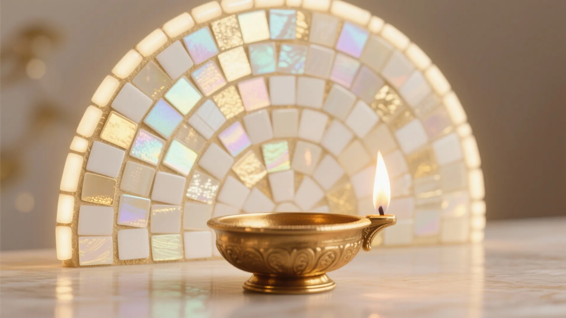 5) Glass Mosaic Halo or Glossy Vitrified to Amplify Light