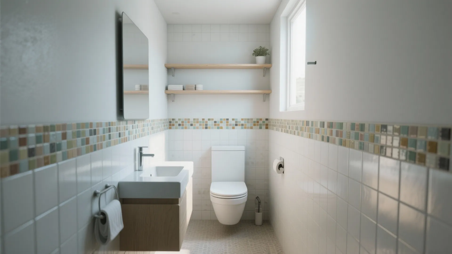 5. Mosaic Insets for Small Bathrooms