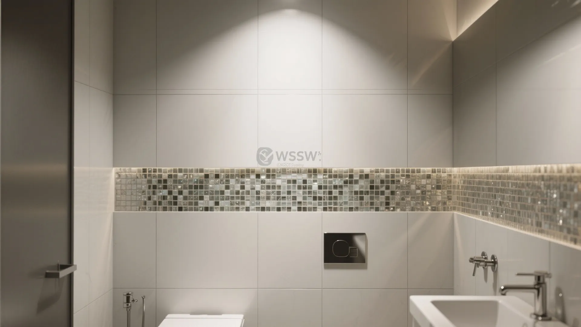 1. Mix small mosaic and large-format tiles