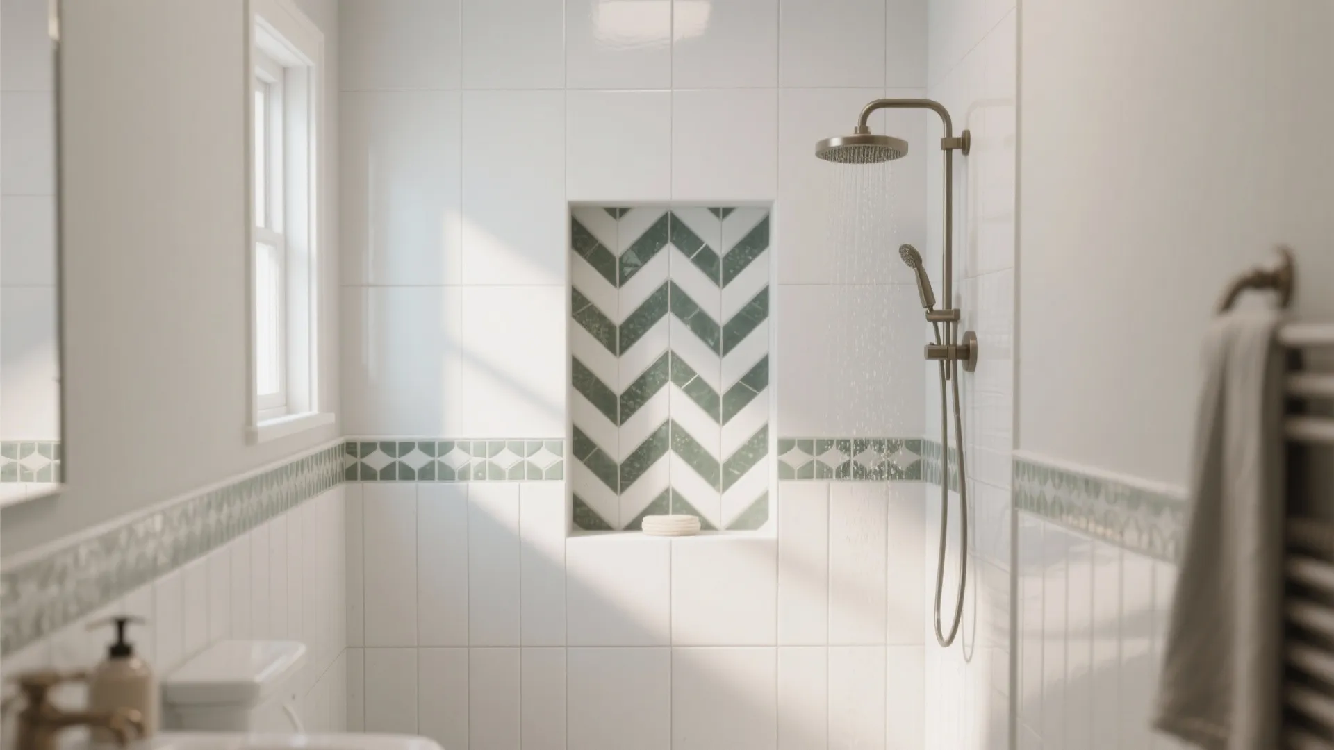 Mosaic feature niches and wainscot accents