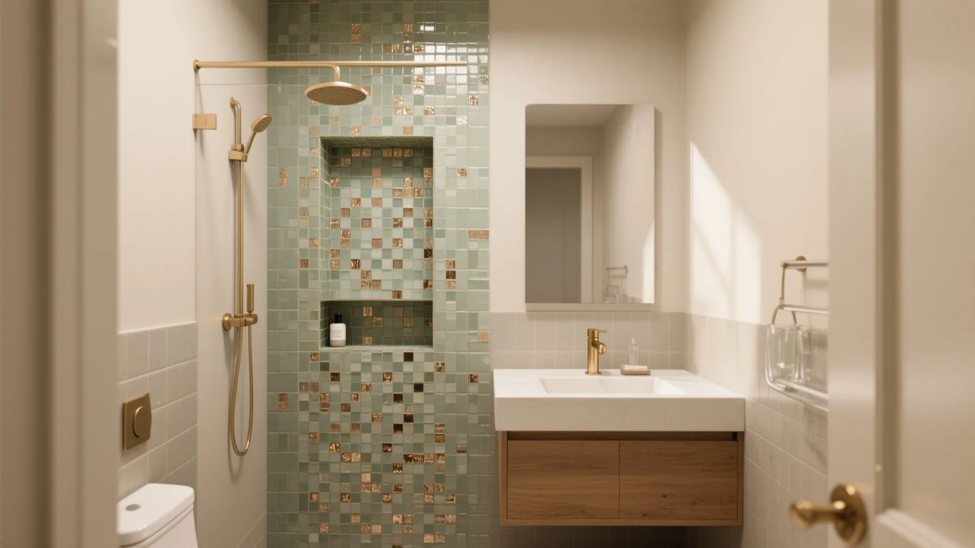 Mosaic niche and a single feature wall