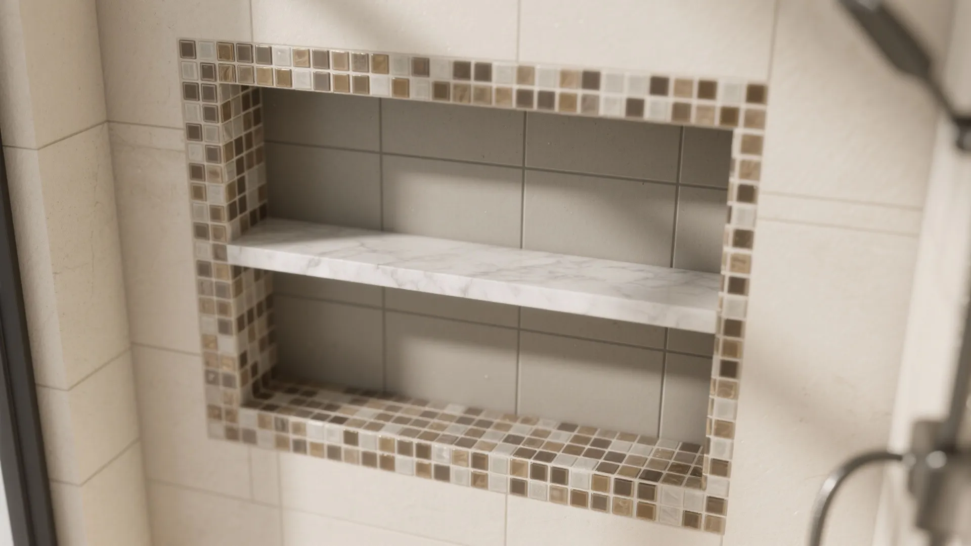 Mosaic niches and borders that double as storage