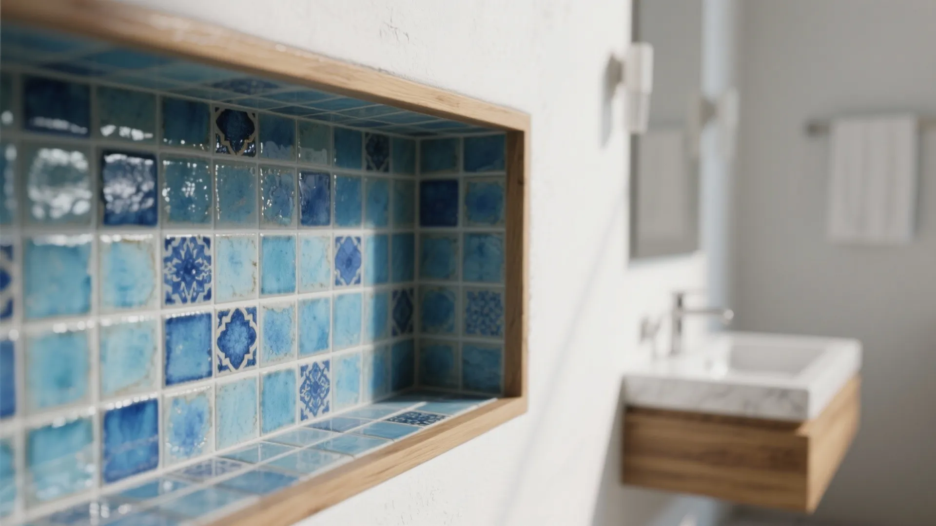 Moroccan Blue Mosaic Feature (Niche or Vanity Splash)