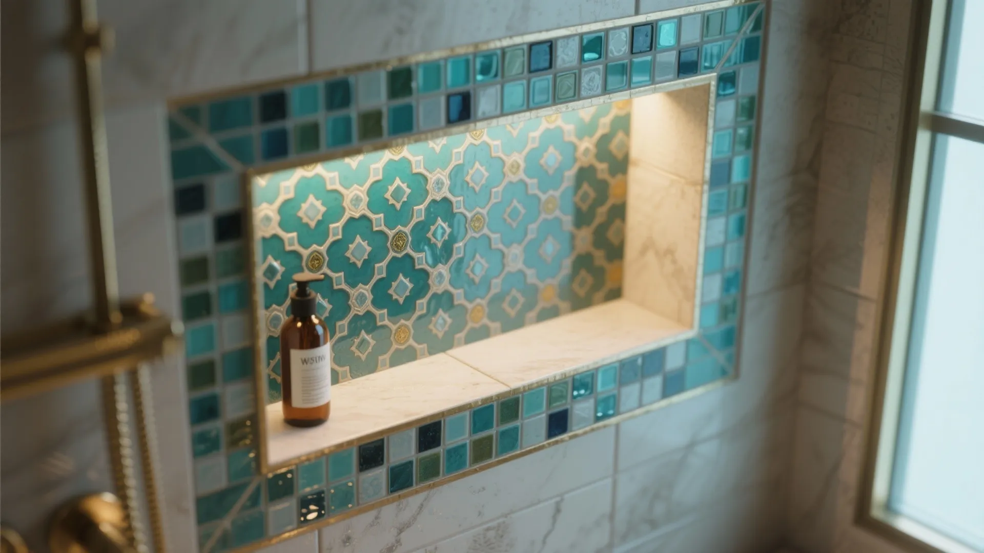 4. Feature Niche with Patterned Blue-Green Mosaic