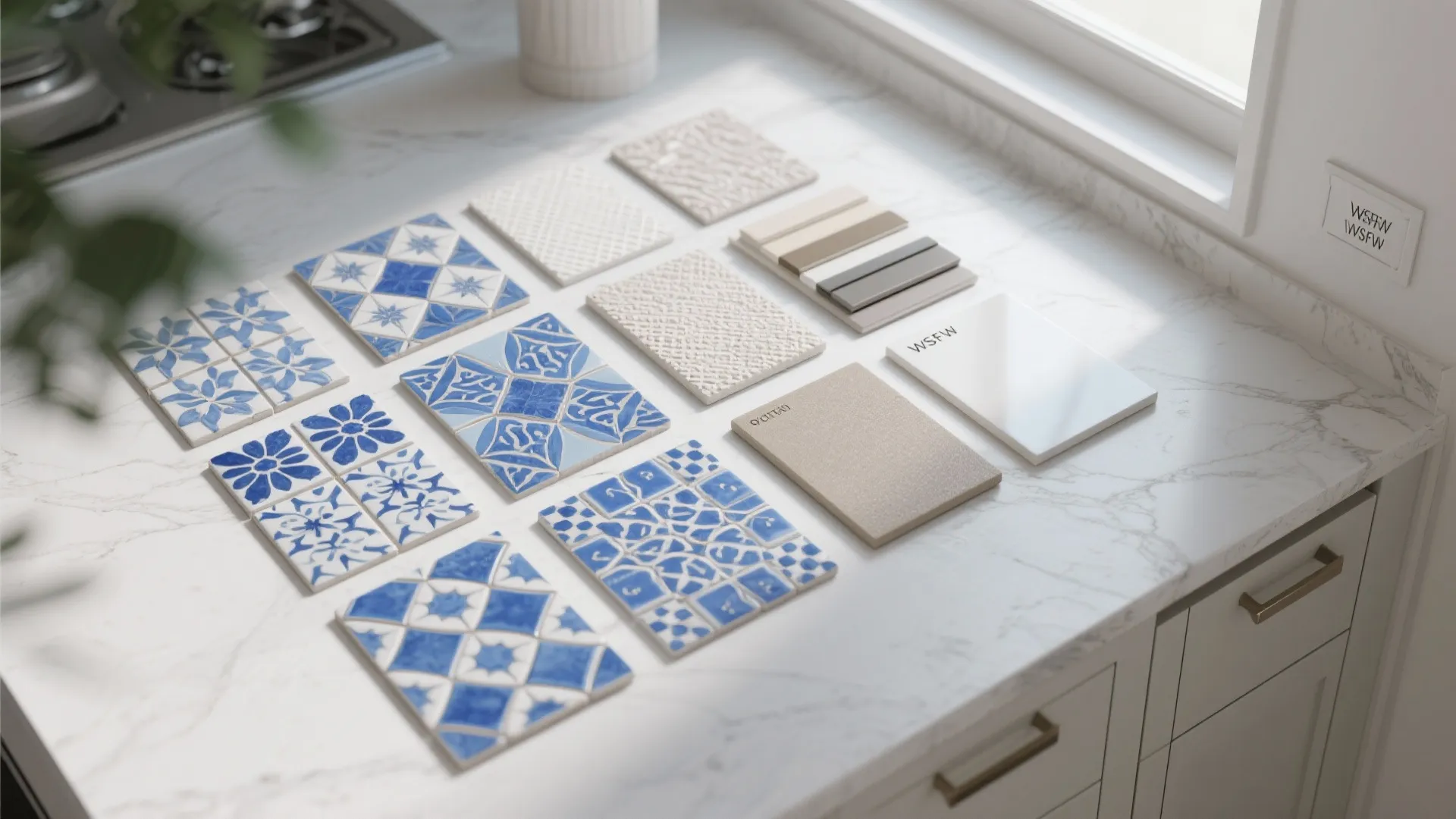 3. Mosaic or Patterned Blue Tiles for Visual Interest