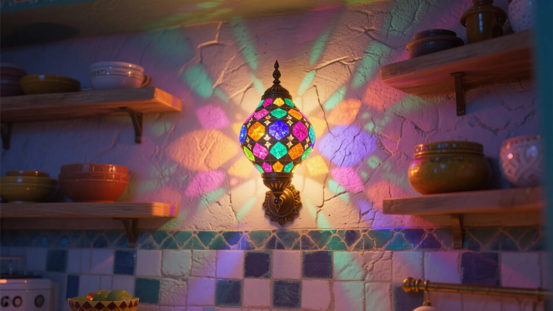 3. Colored Glass Mosaic Fixtures for Playful Accent