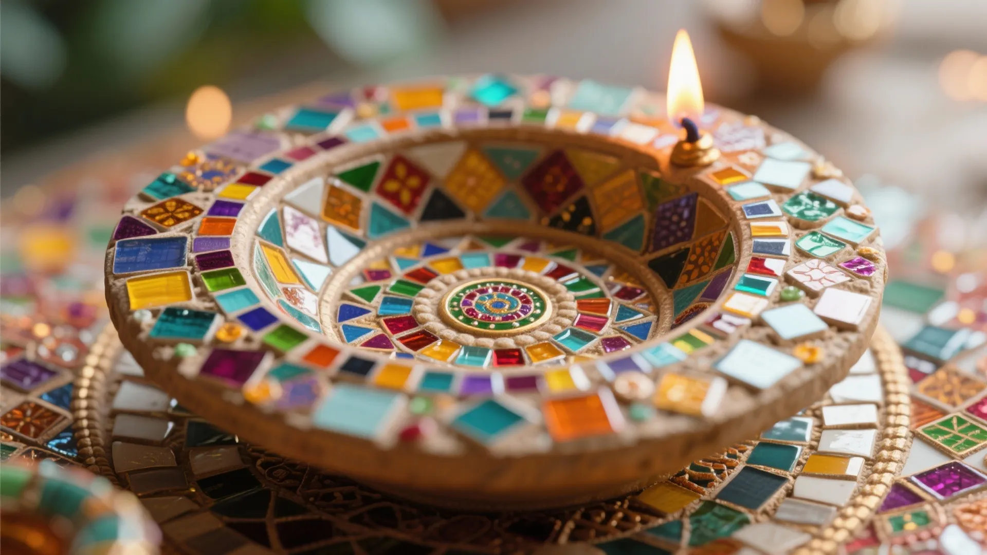 3. Mosaic Tile Diyas