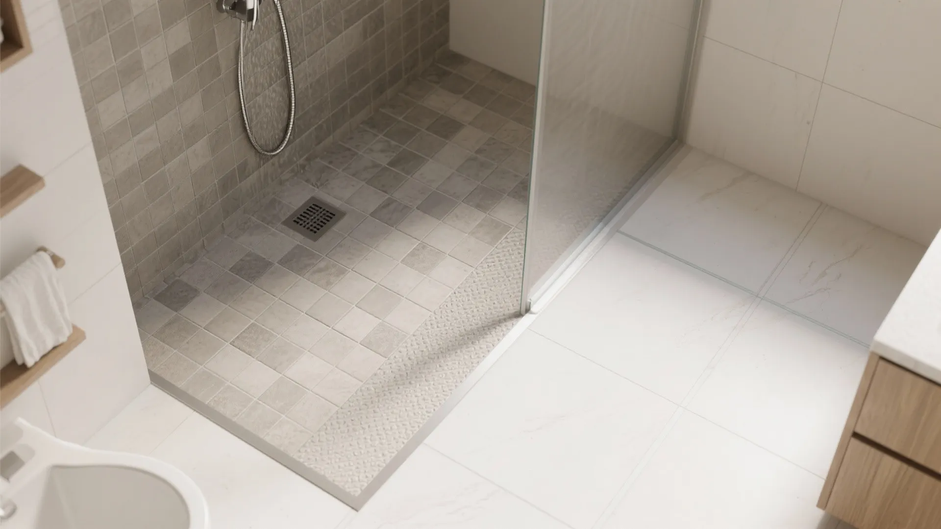Mosaic Zoning in Shower Floors for Targeted Traction