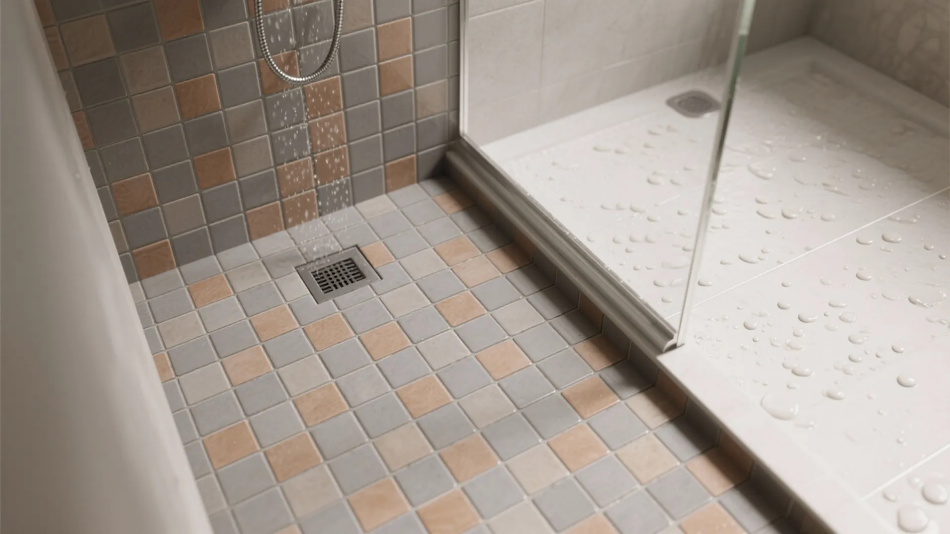 Matte Mosaic on the Shower Floor