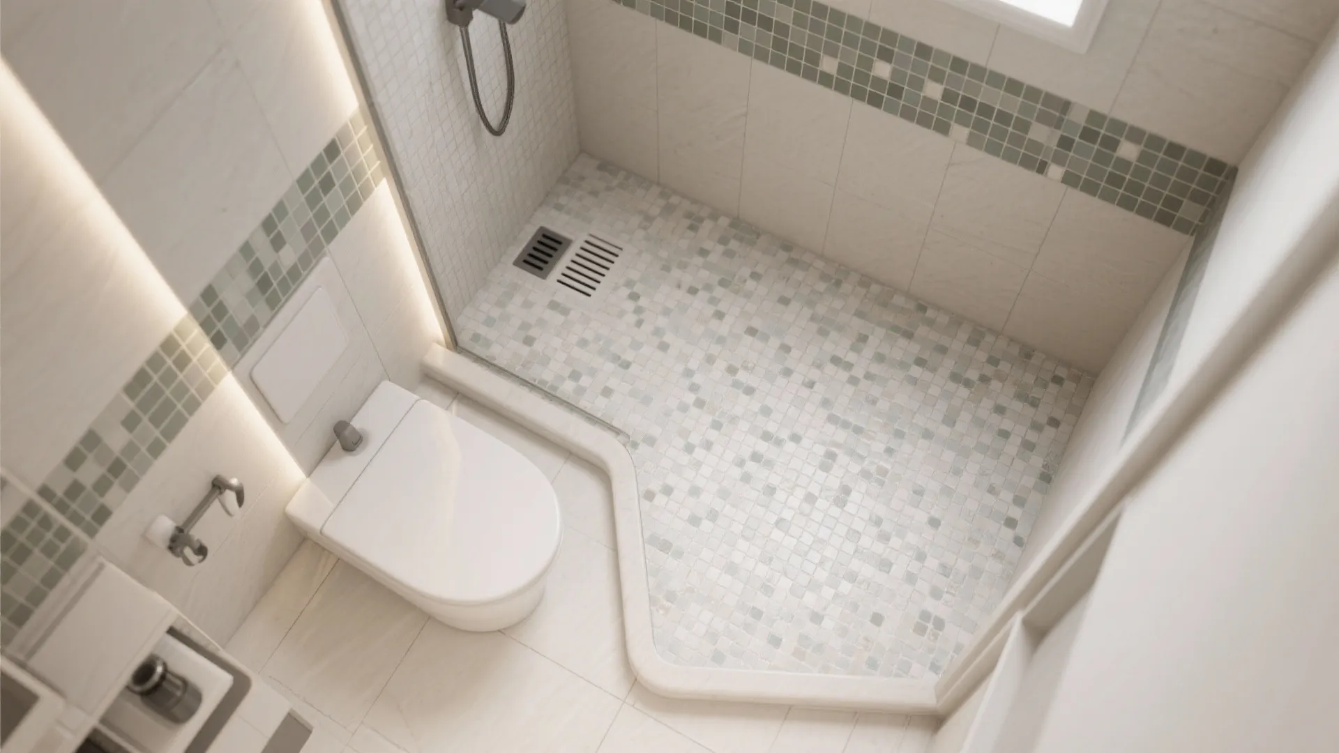 Micro-mosaic floors with color-block zoning