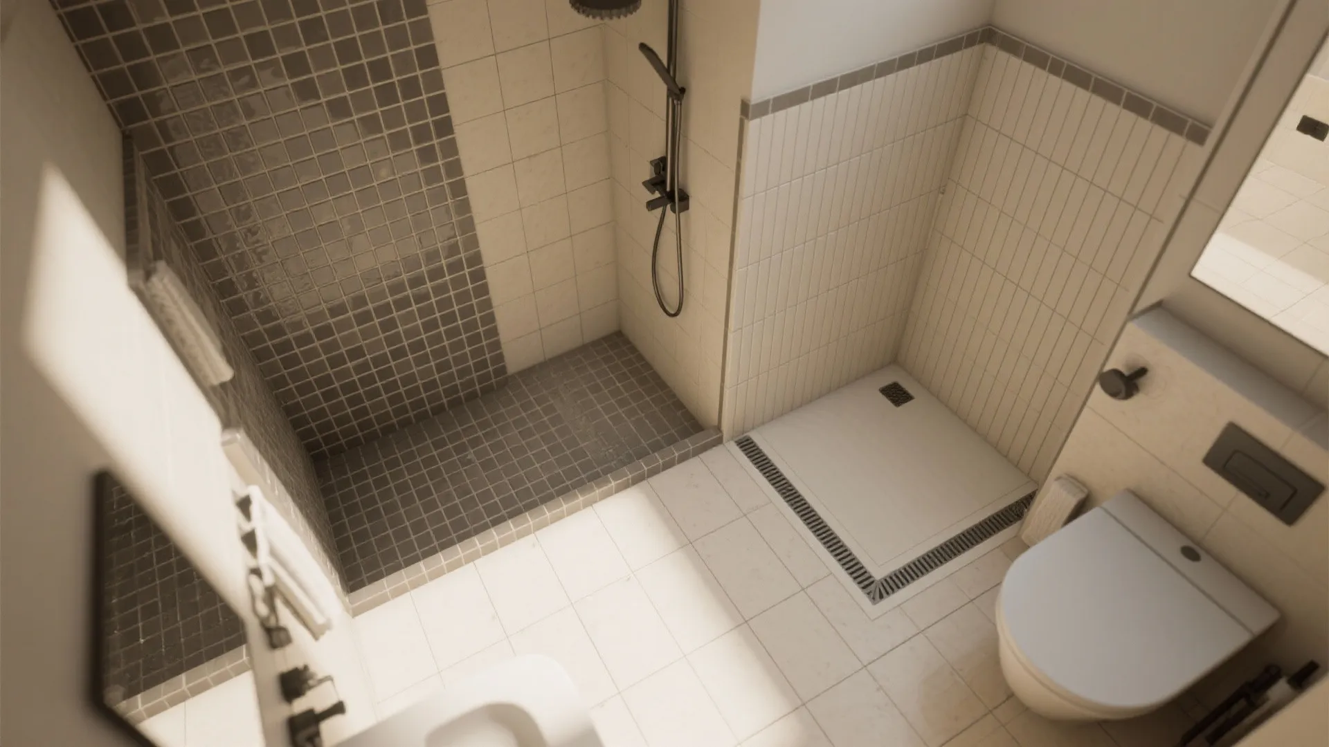 Modular mosaic sheets to zone wet and dry areas