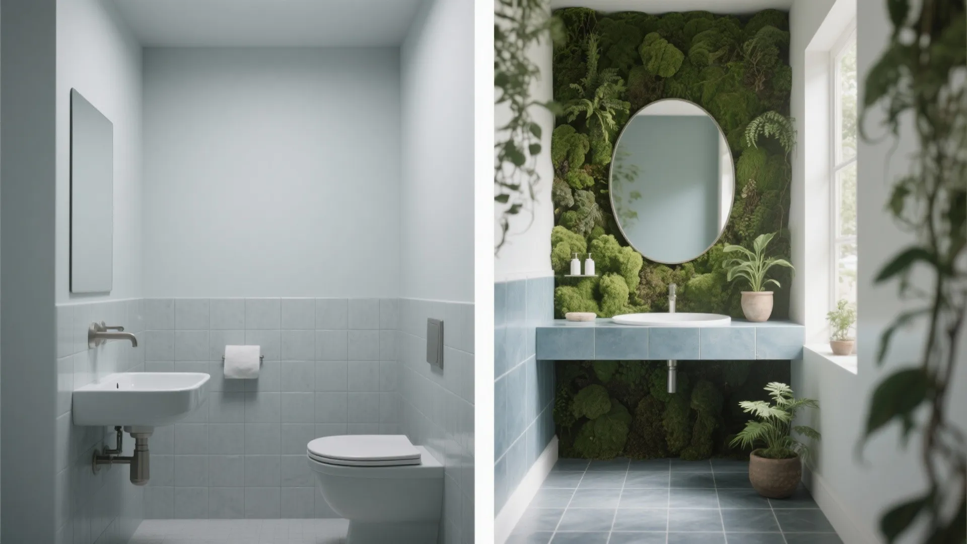 3. Nature-Forward: Moss Green Feature Wall + Blue Accents