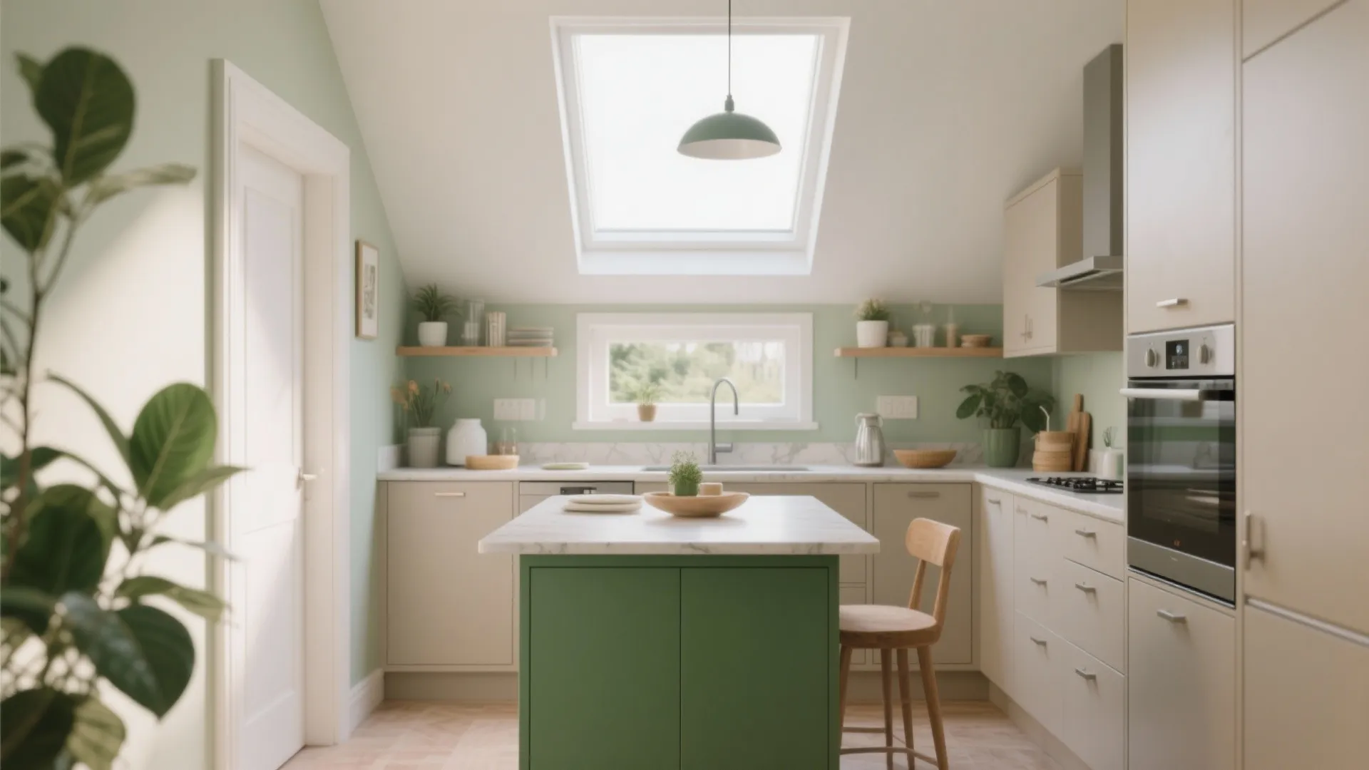 10. Moss Green Kitchen Island