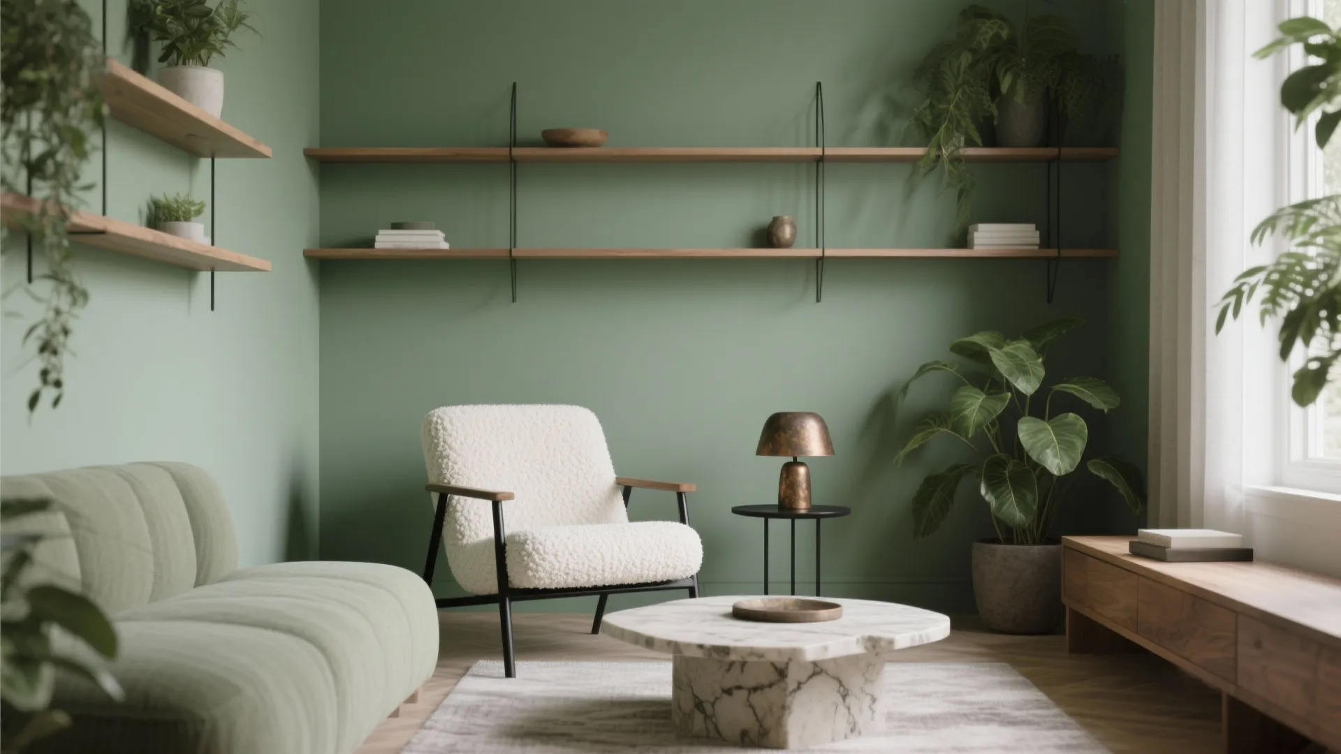 Moss Green + Wood Accents