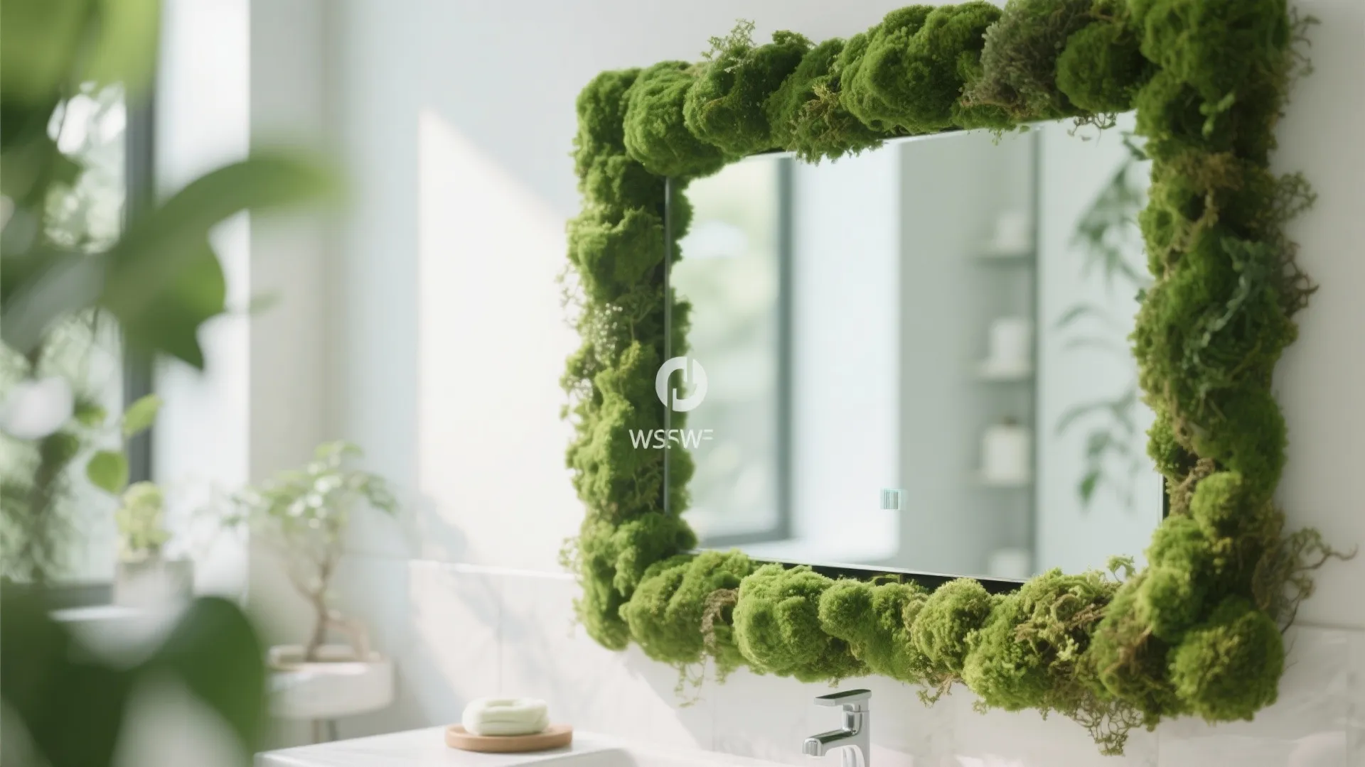 1. Vertical Moss Feature Next to the Mirror