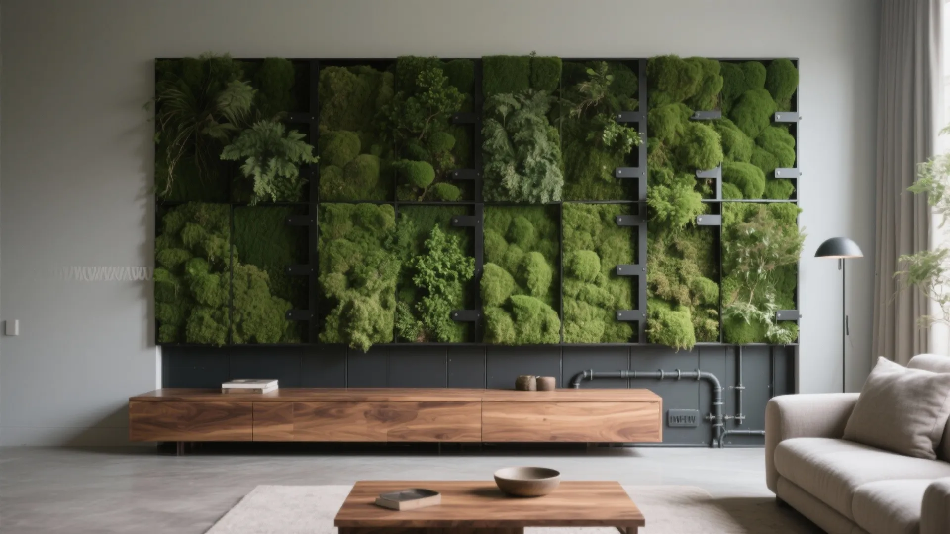 Modular moss wall with hidden irrigation