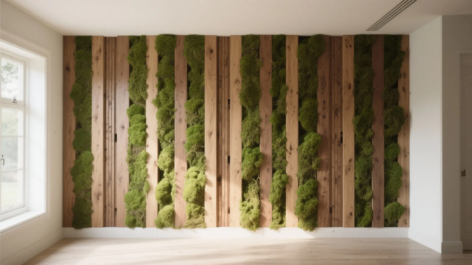 4. Mixed Media: Moss and Wood Slats