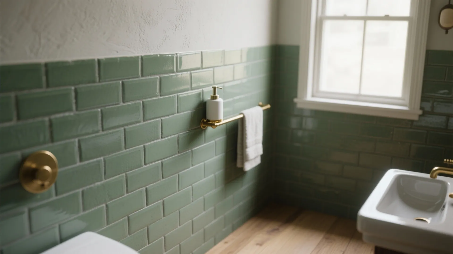 1. Mossy Subway Tiles for Depth