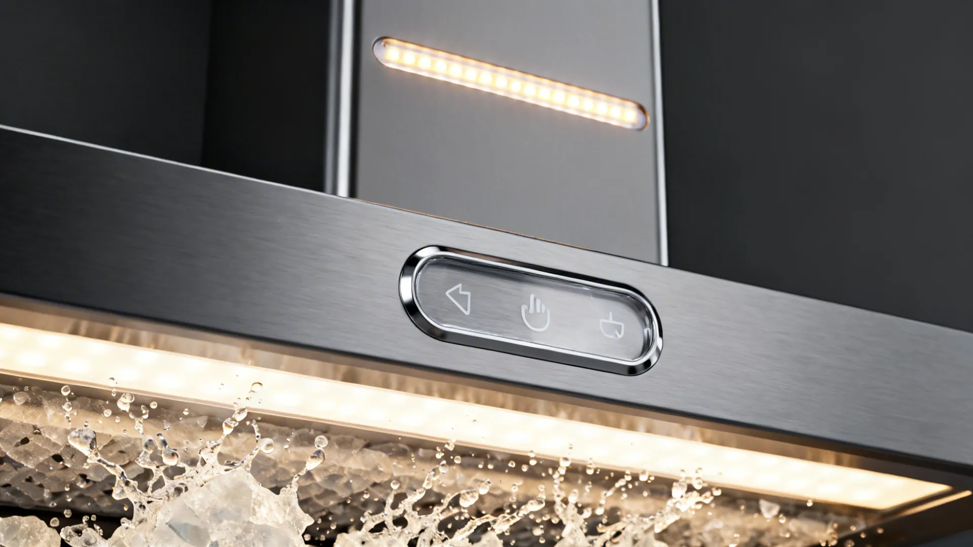 Macro of chimney motion-sensor control and evenly diffused LED task lighting on quartz.