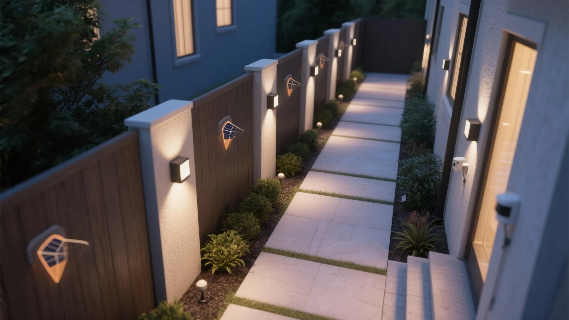 Solar sconces with motion for slim side yards