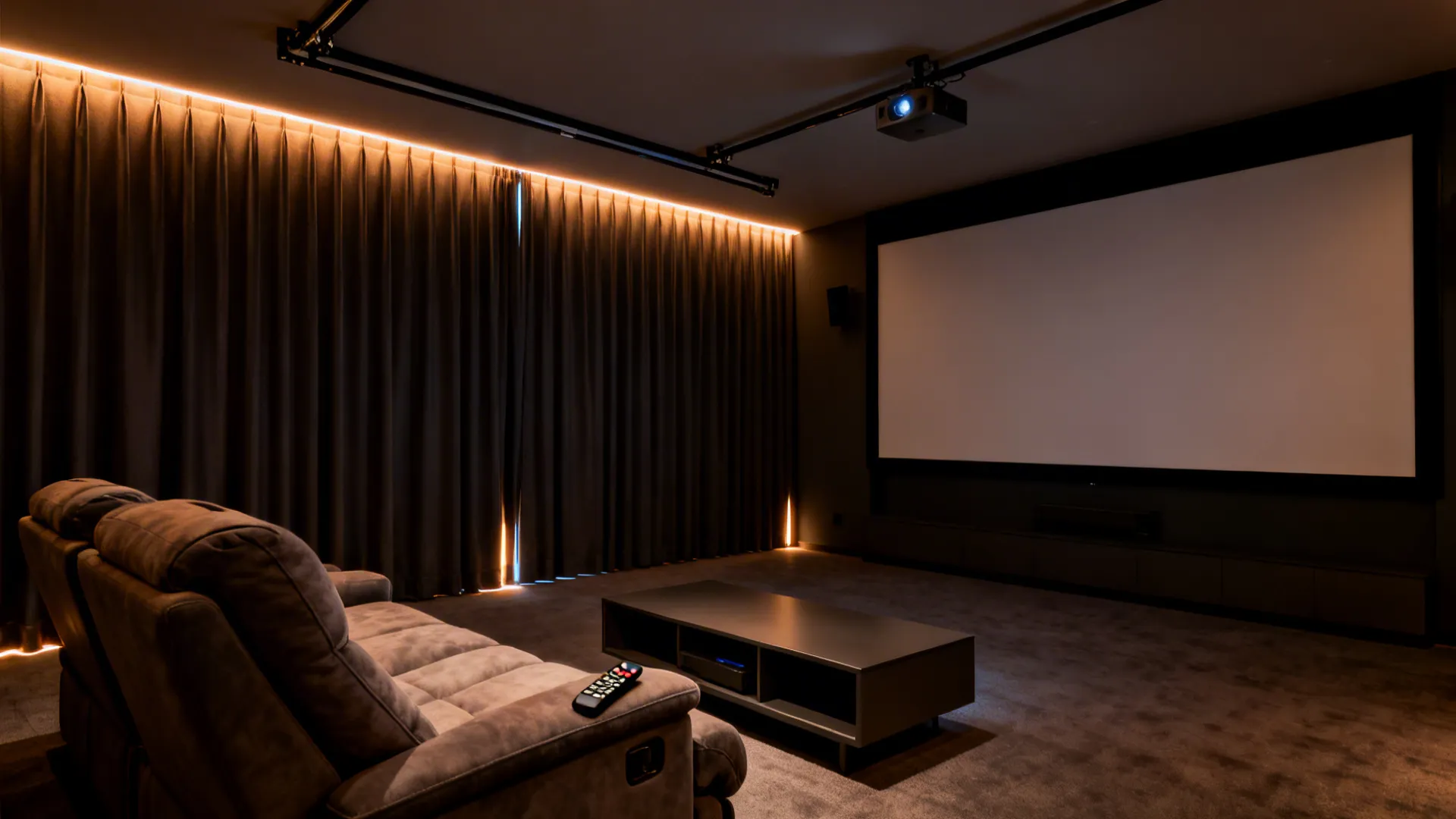 3. Motorized Blackout for Media Rooms