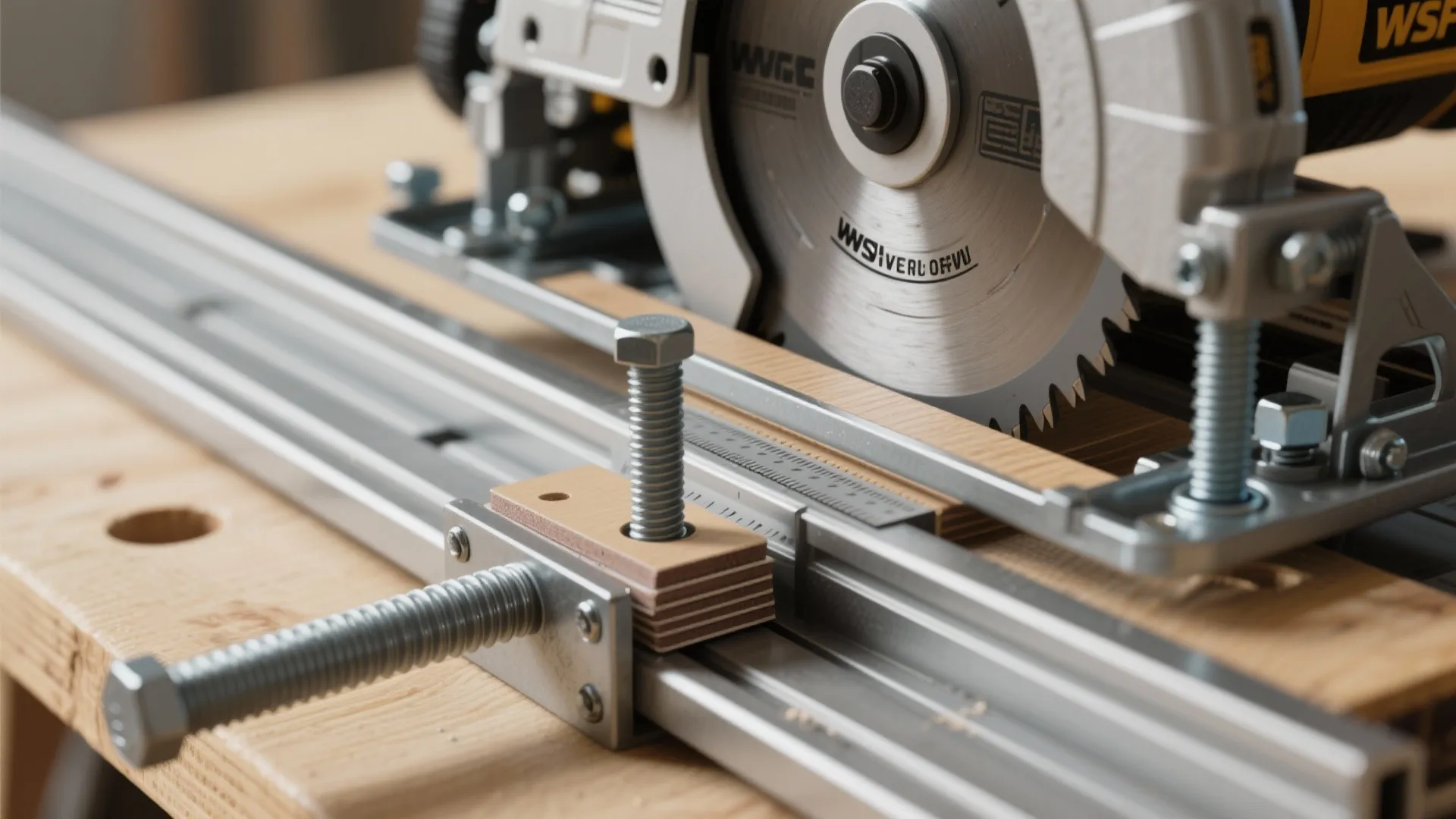 2. Mount the circular saw securely & align the blade