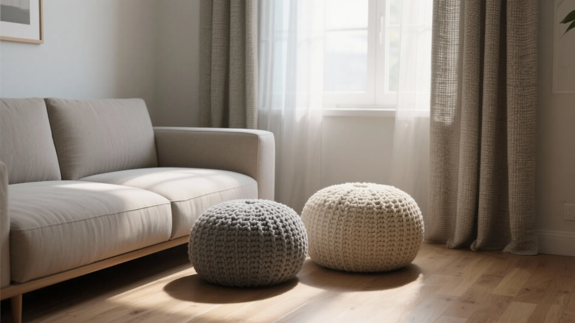 2. Poufs as Movable Seating