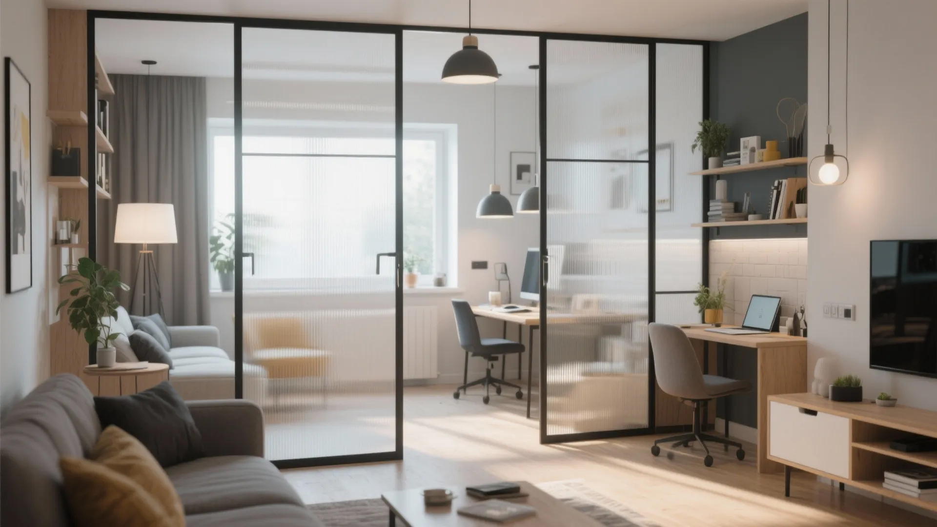 Lightweight movable partitions in modern apartment