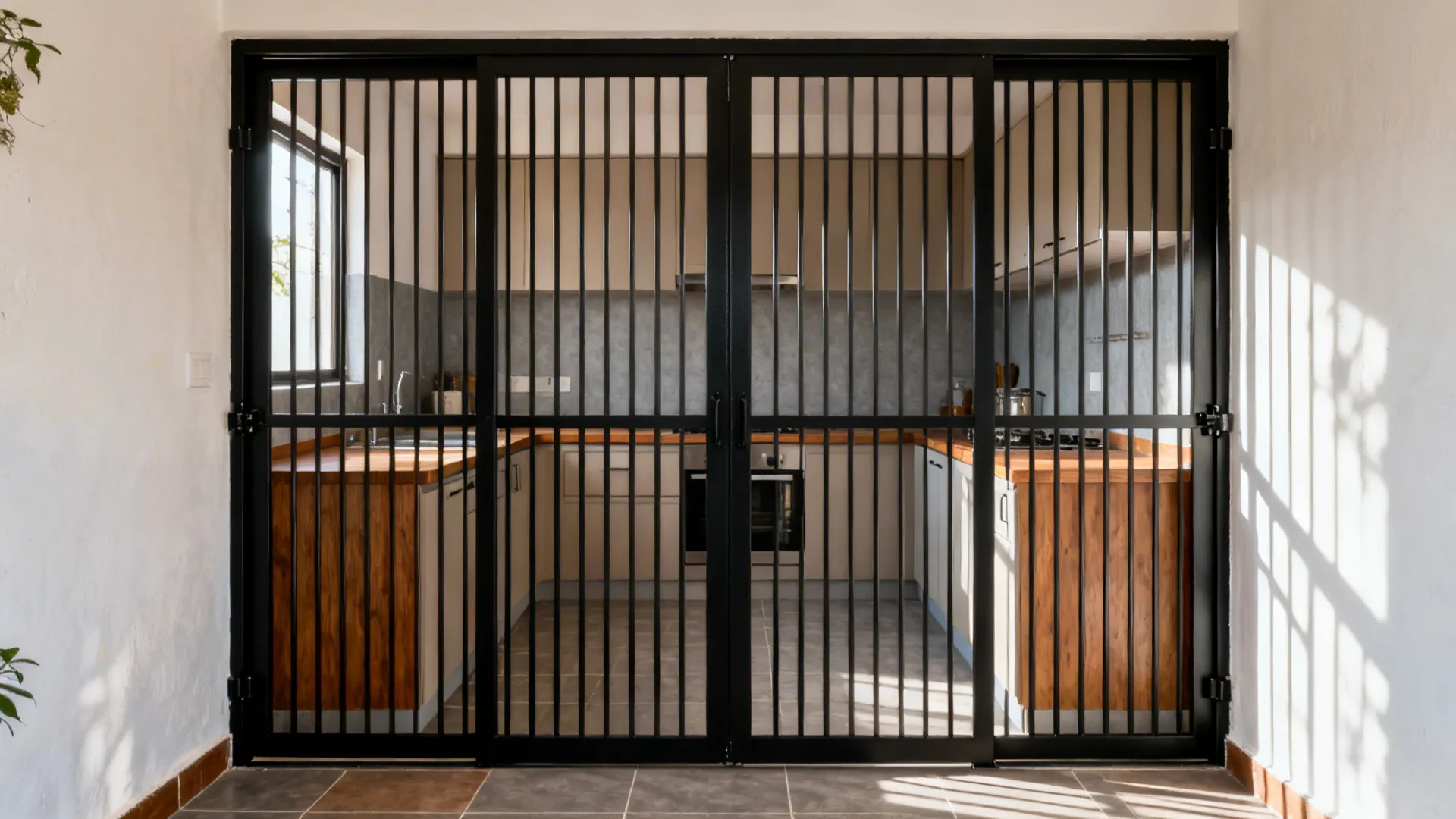 Powder-Coated Mild Steel Gate with Slim Slats