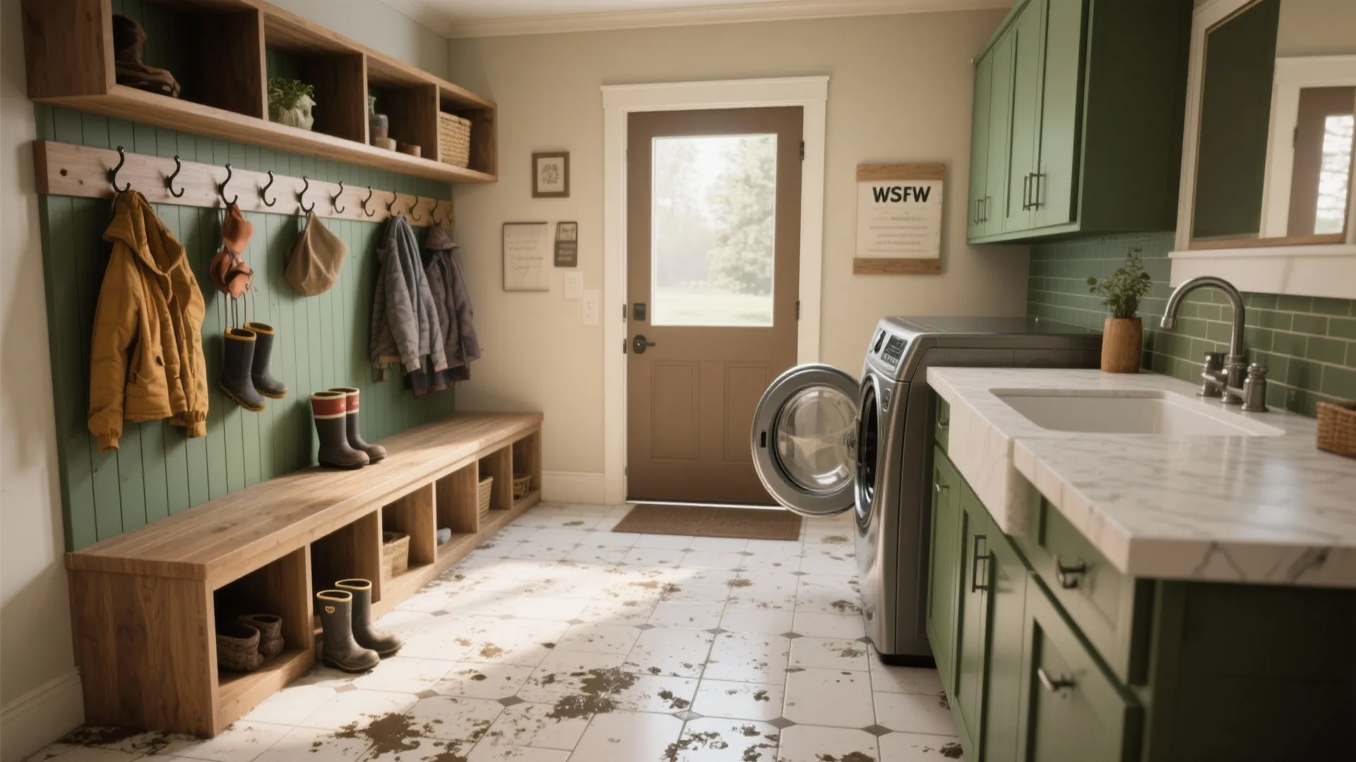 2. Mudroom Drop Zone with Built-in Laundry