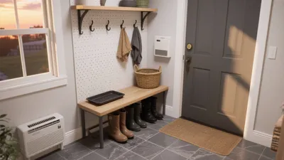 Functional Entryway with Pegboard Storage