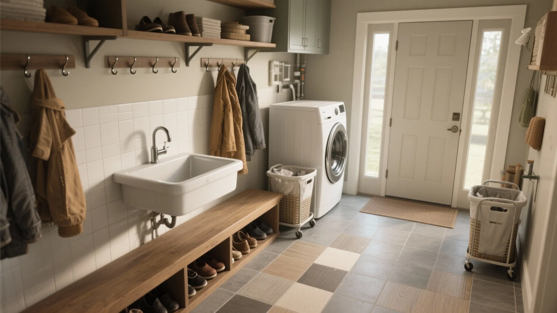 Mudroom sink + laundry workflow