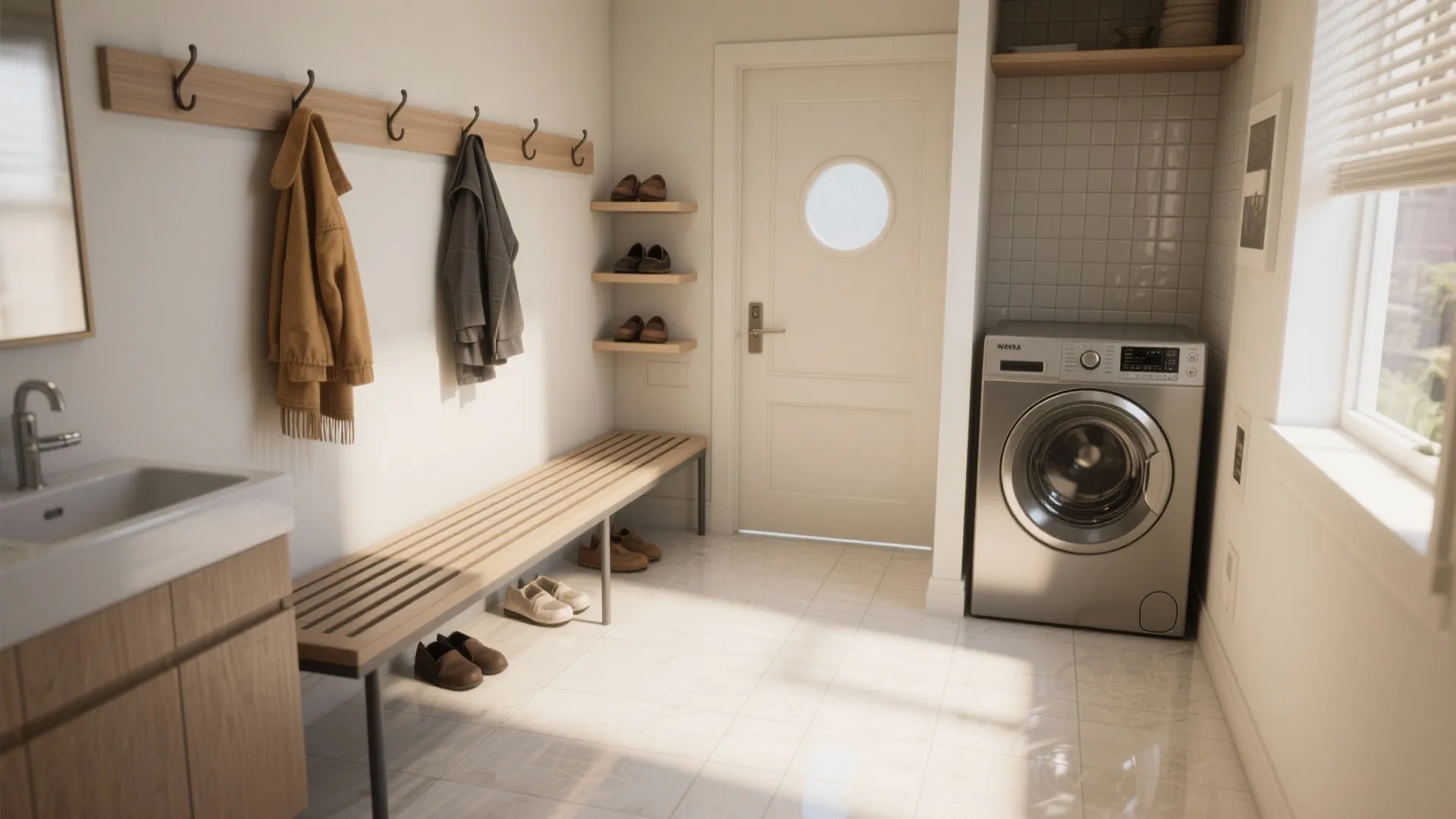 4. Combine laundry with a mini mudroom