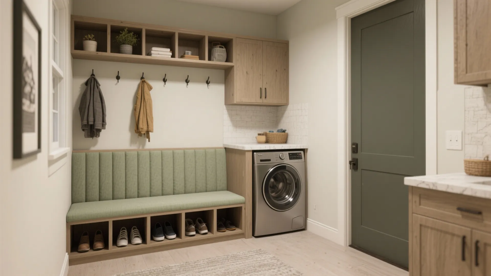 5. Multi-use Laundry Nook: Mudroom Meets Washer