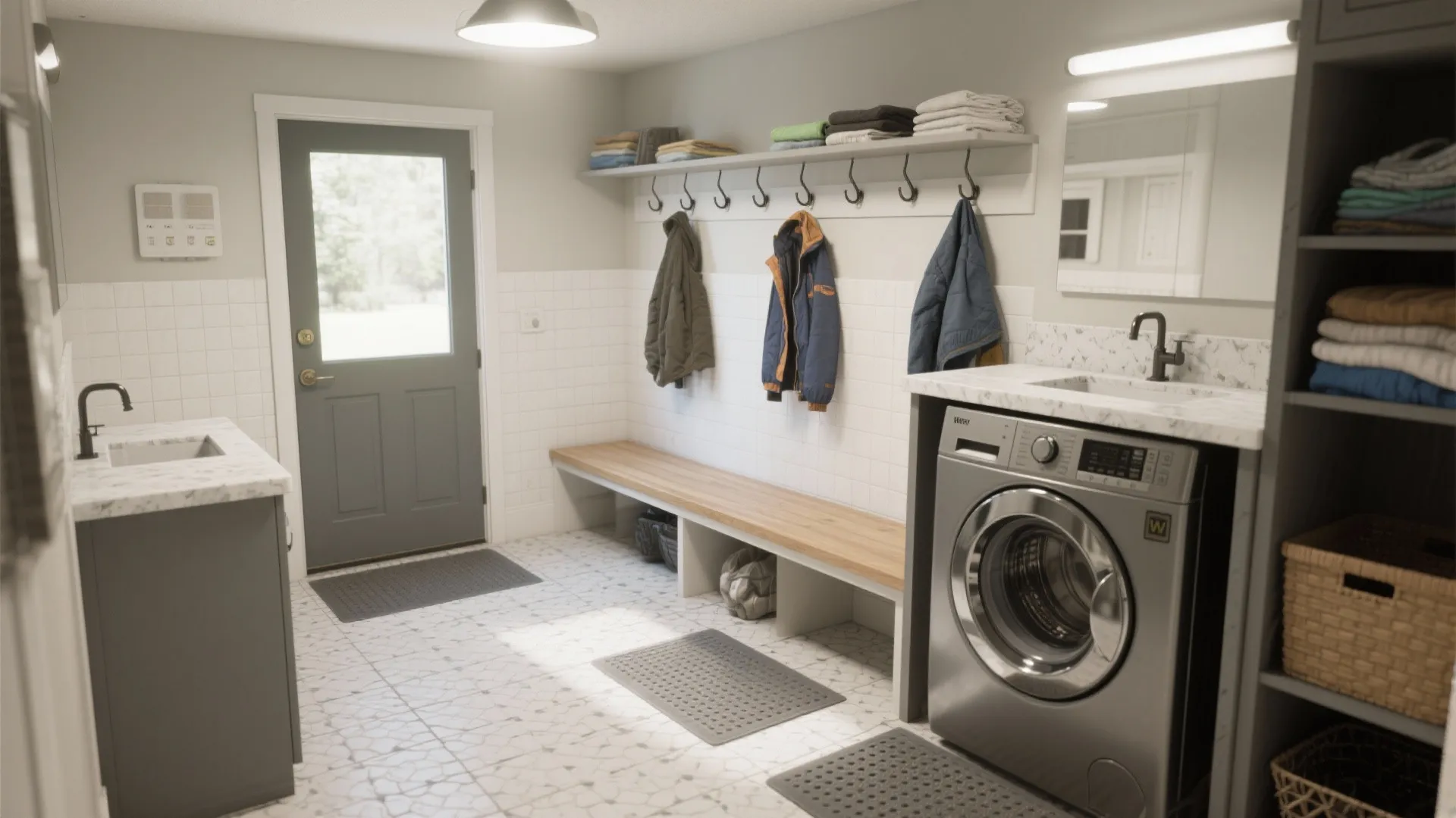 5. Mudroom-laundry combo with durable surfaces