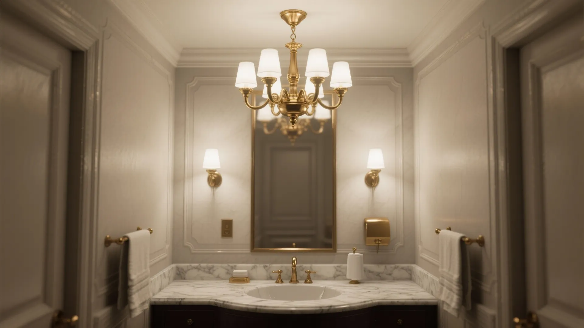 3. Multi-arm tiny chandelier in the center