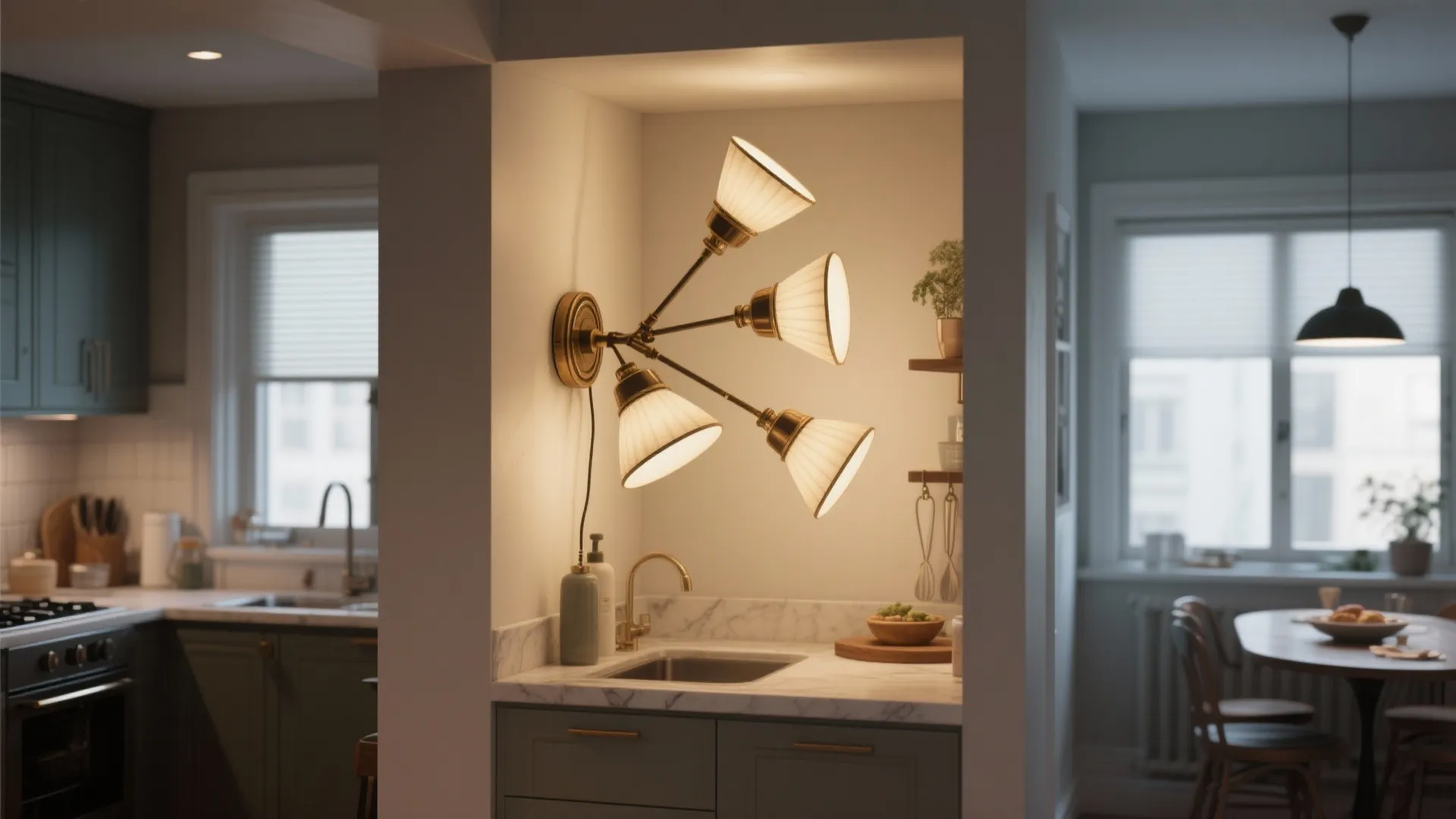 4. Multi-Arm Wall Lamps with Adjustable Shades