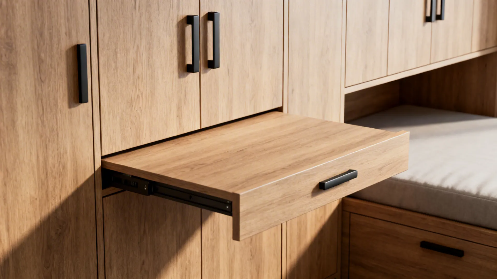 5. Multi-function cabinet (desk + wardrobe + sleeping hideaway)