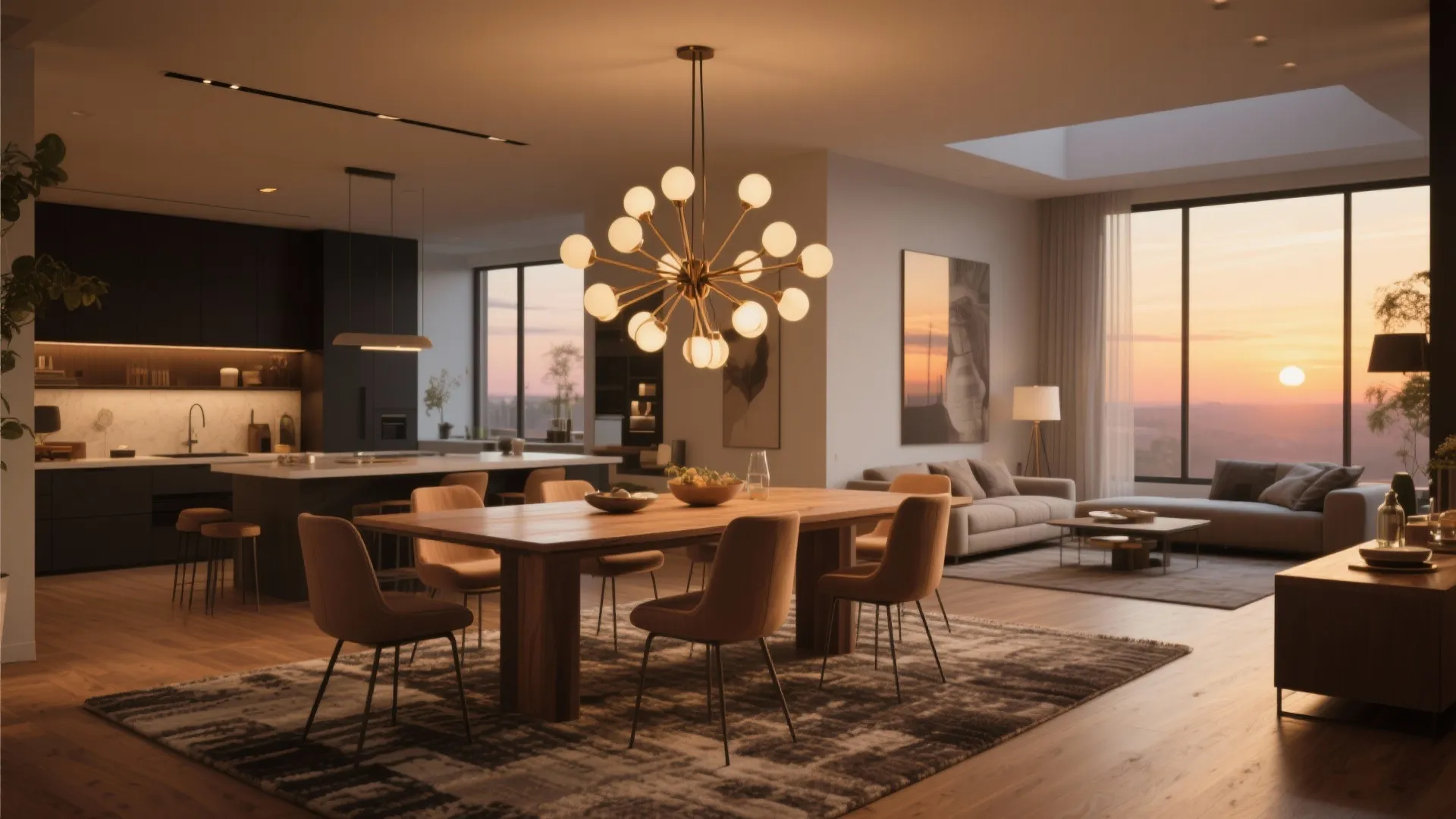 4. Multi-Light Chandelier for Open Plan Dining