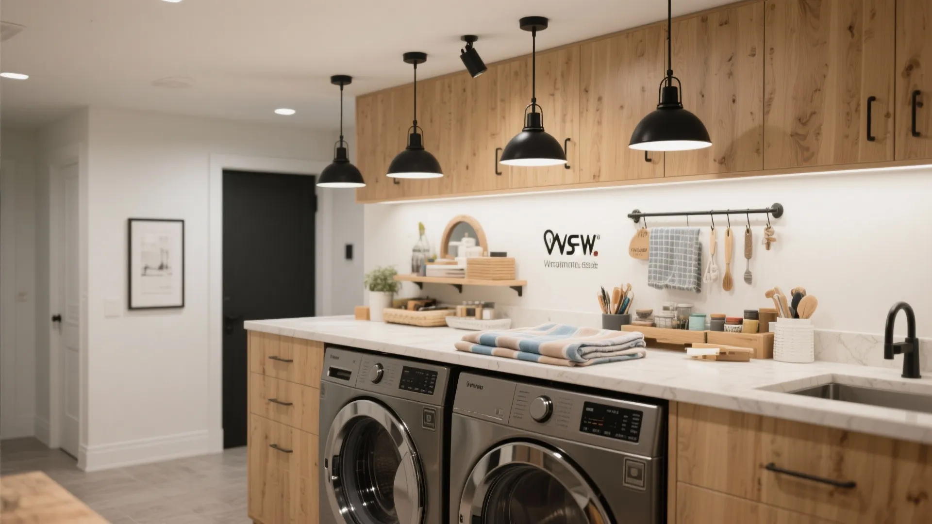 Counter over front-load washers for folding and crafts