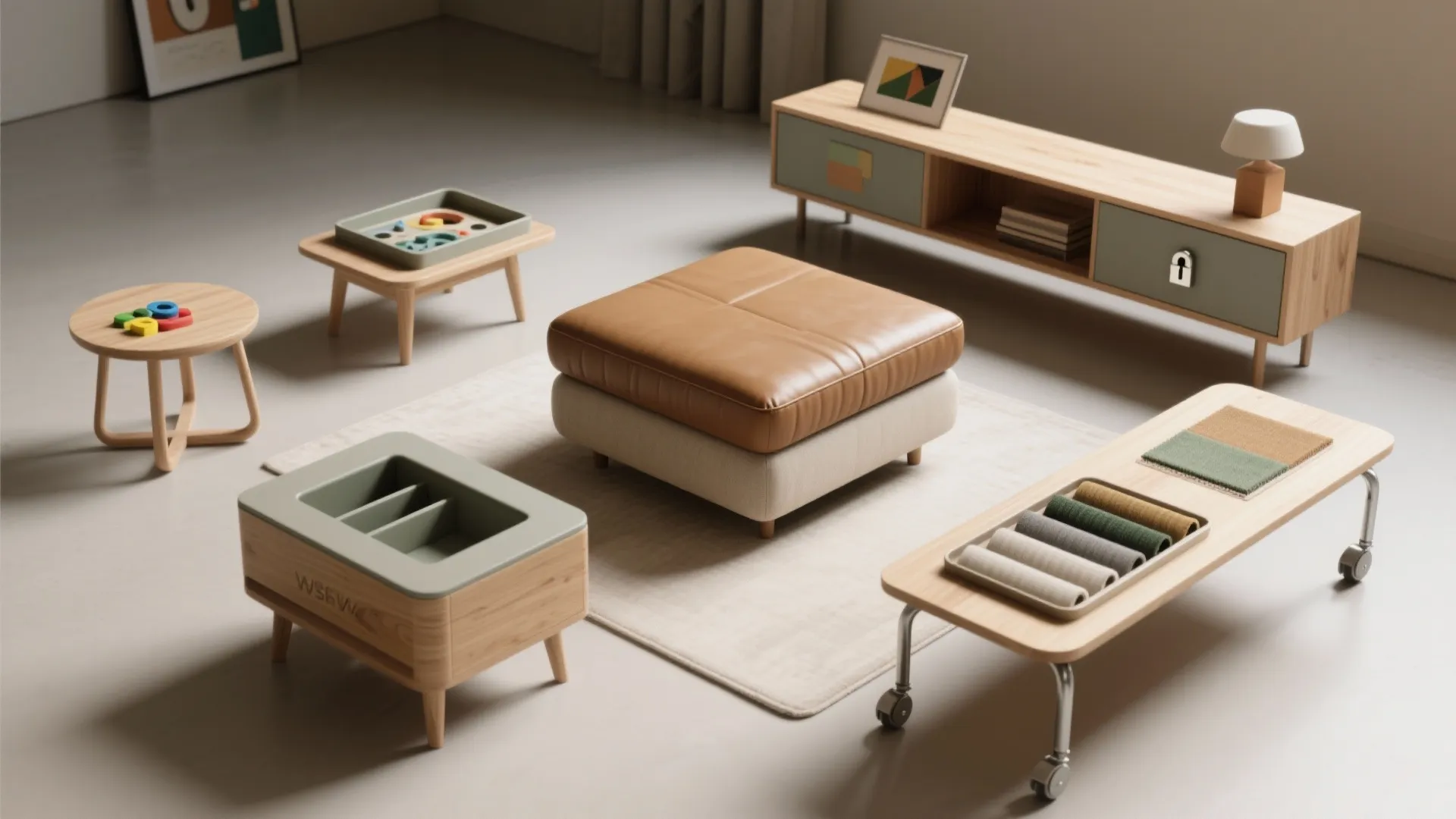 Multi-purpose pieces that double as play stations