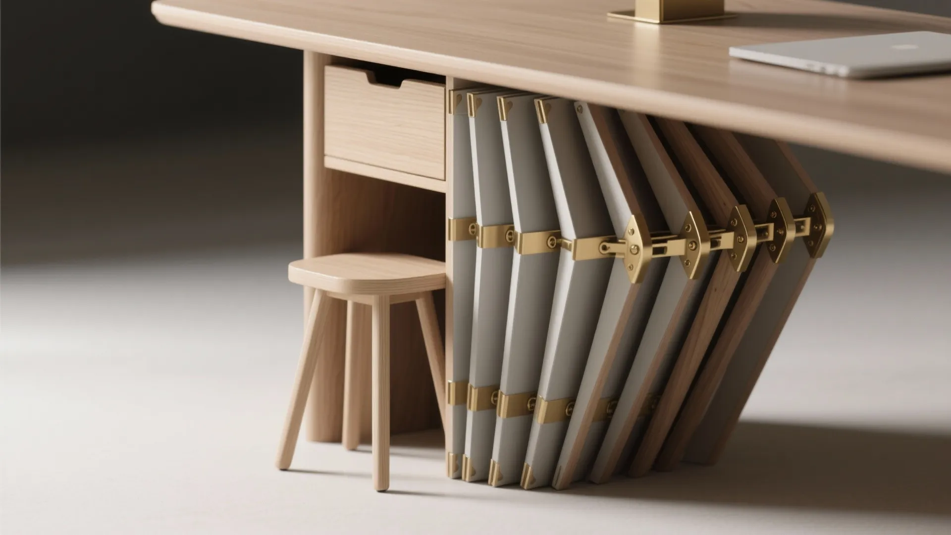 5. Multi-fold panel desk with hidden chair