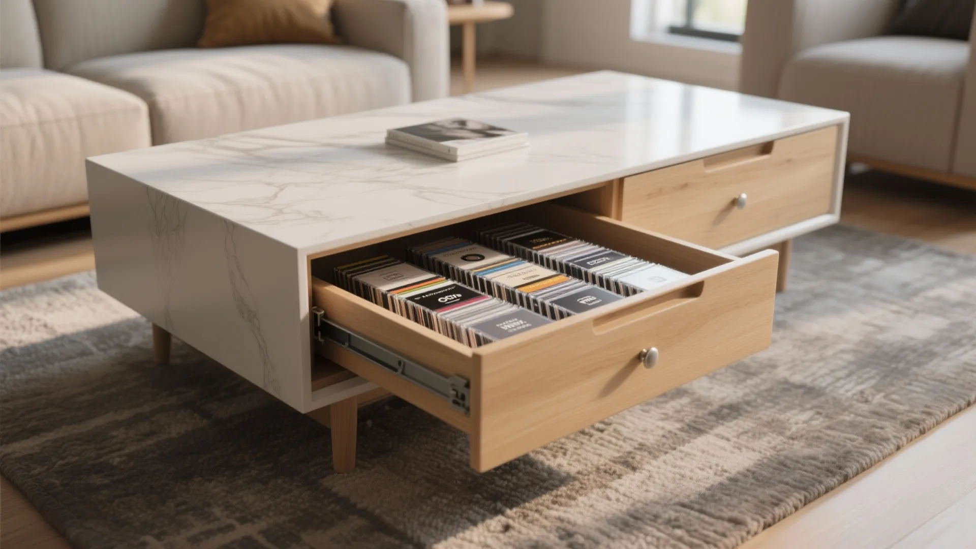 4. Multi-Functional Furniture with Built-In Media Slots