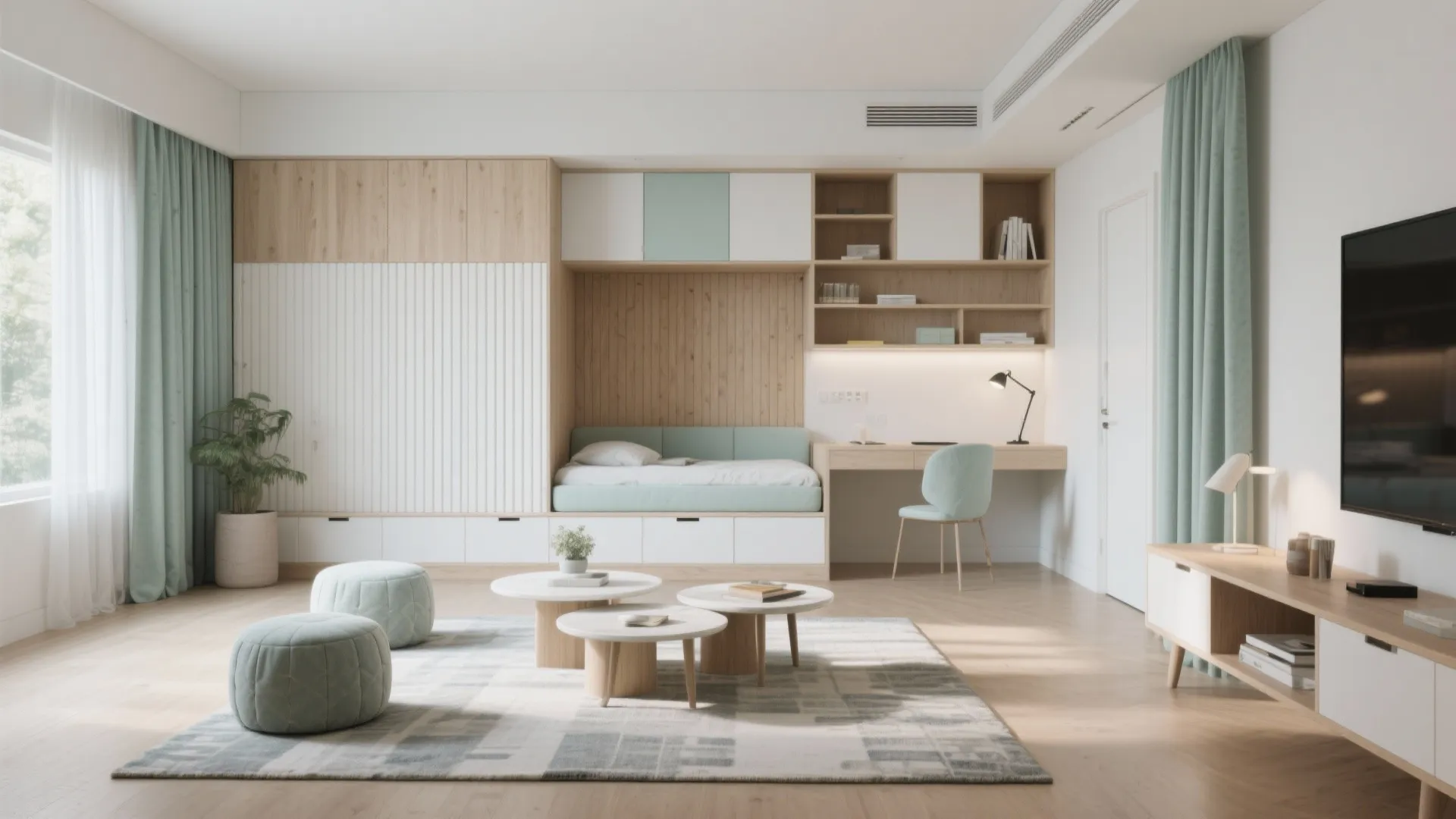 Multi-Functional Furniture and Storage Walls